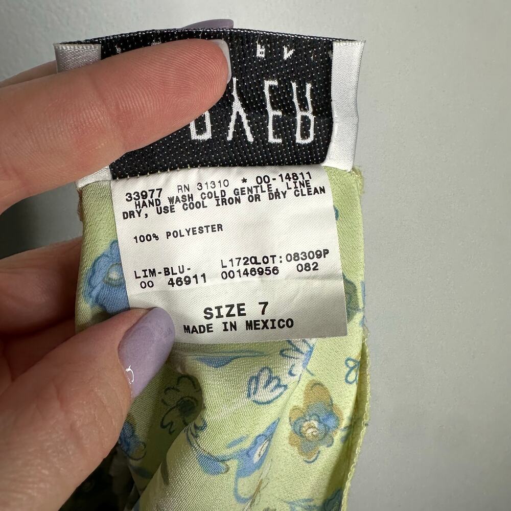 A. Byer Floral‎ Skort Women Size 7 Lime Green EUC Vintage 90s Style Mini Skirt - Picture 6 of 7